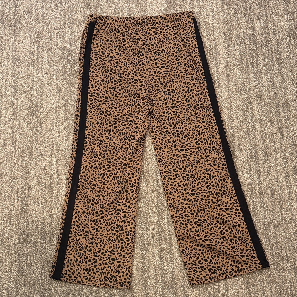 Annie Leopard Print Straight Leg Pants with Black Side Stripe - Picture 3 of 7
